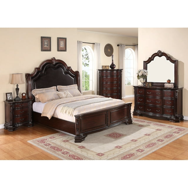 Esofastore Sheffield 4-Piece Classic Vintage King Bedroom Furniture Set ...