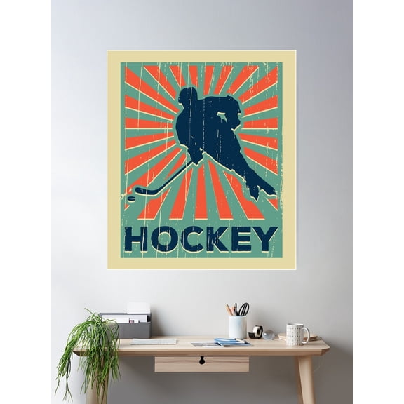 Classic Vintage Style Ice Hockey Poster Wall Art, Modern Wall Decor For Living Room Bedroom, 12x18 UNFRAMED