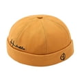 thumbnail image 1 of ZQUUVOU Classic Vintage Style Solid Color Sailor Brimless Skull Hat Casual Washed Cotton Rolled Cuff Harbour Hat Yellow, 1 of 5