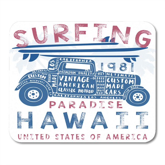Classic Vintage Surf Car Graphic America Beach Cool Hawaii Mousepad Mouse Pad Mouse Mat 9x10 inch