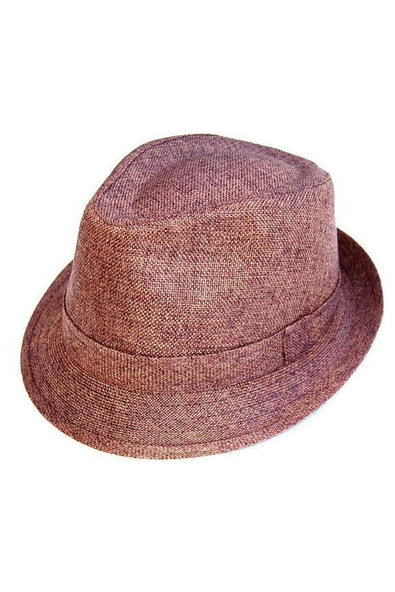 Classic Vintage Woven Fedora Hat- Brown