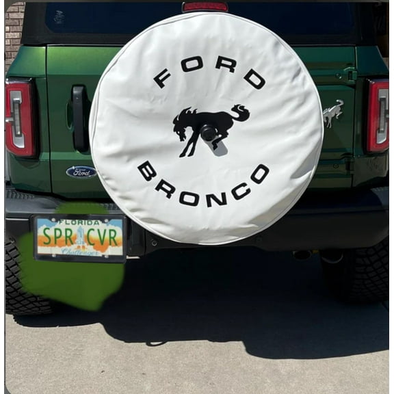 Classic WHITE Bronco - 32-in - US Made SpareCover® - ShoStopper Series - Heavy Luxury Vinyl - Show Quality Spare Tire Cover w/ vapor liner kit
