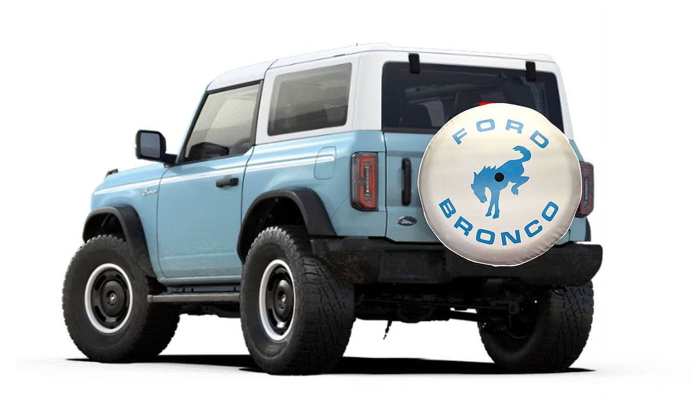 Classic WHITE Bronco - 33-inch - US Made SpareCover® Brand - Robin's Egg  Blue with White Trim - Made for the 6th Generation Bronco Heritage Edition.  - Walmart.com, image size:2378x1384