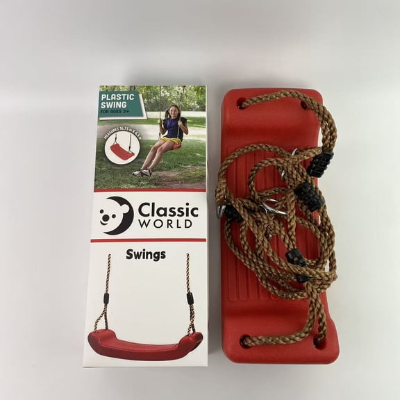 Classic WORLD Swings,Plastic Swing Seat with Rope - Red