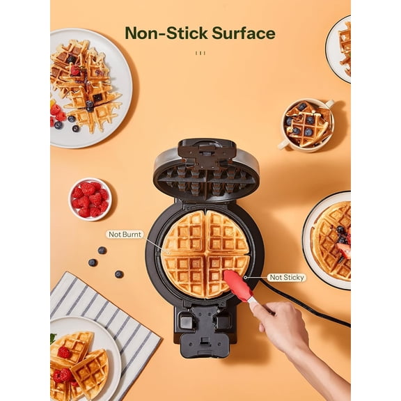 Classic Waffle Iron, Double Belgian Waffle Maker 180 °   Flip, 1400W Waffle Iron 8 Slices