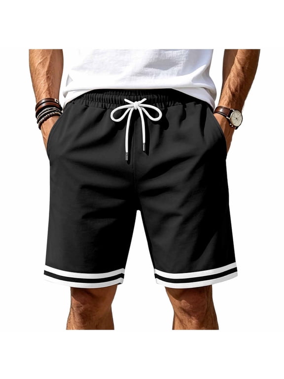Classic Waffle Weave Casual Shorts For All Warm Seasons, Mens Adjustable Drawstring Waist Loose Straight Pants Ideal For Seaside Leisure And Everyday Lounging