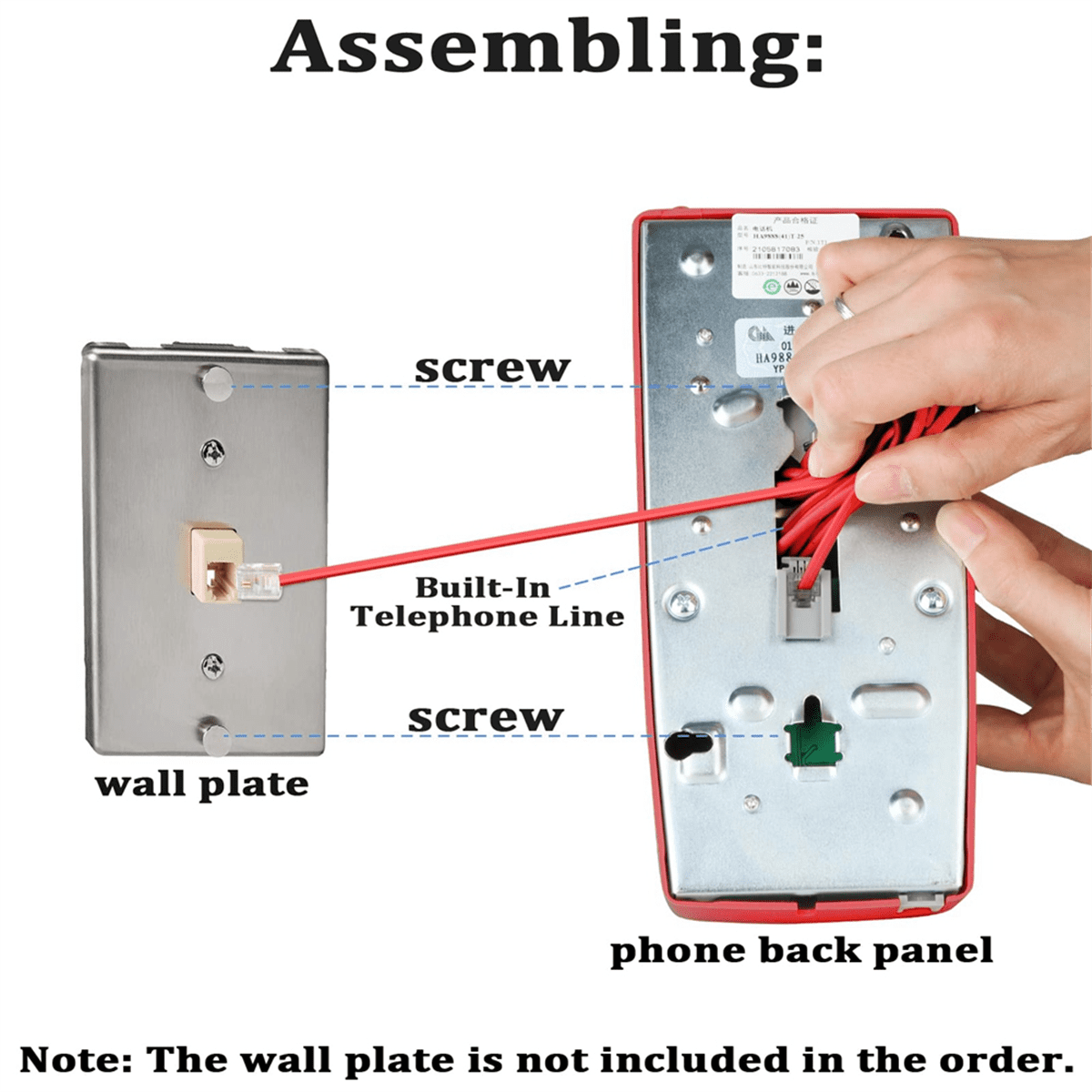 Classic Wall Phones for Landline with Mechanical Ringing,Red