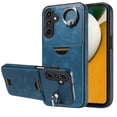 thumbnail image 1 of Classic Wallet Case Compatible with Samsung Galaxy A15 for Men Women, with 360° Rotation Finger Ring Kickstand PU Leather Shockproof Phone Cover with Card Slot for Galaxy A15, Blue, 1 of 11