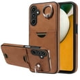 thumbnail image 1 of Classic Wallet Case Compatible with Samsung Galaxy A15 for Men Women, with 360° Rotation Finger Ring Kickstand PU Leather Shockproof Phone Cover with Card Slot for Galaxy A15, Brown, 1 of 11