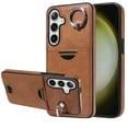 thumbnail image 1 of Classic Wallet Case Compatible with Samsung Galaxy S23 for Men Women, with 360° Rotation Finger Ring Kickstand PU Leather Shockproof Phone Cover with Card Slot for Galaxy S23, Brown, 1 of 10