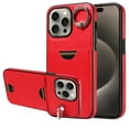 thumbnail image 1 of Classic Wallet Case Compatible with iPhone 16 Pro Max for Men Women, with 360° Rotation Finger Ring Kickstand PU Leather Shockproof Phone Cover with Card Slot for iPhone 16 Pro Max, Red, 1 of 10