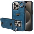 thumbnail image 1 of Classic Wallet Case Compatible with iPhone 16 Pro Max for Men Women, with 360° Rotation Finger Ring Kickstand PU Leather Shockproof Phone Cover with Card Slot for iPhone 16 Pro Max, Blue, 1 of 10