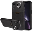 thumbnail image 1 of Classic Wallet Case Compatible with iPhone XR for Men Women, with 360° Rotation Finger Ring Kickstand PU Leather Shockproof Phone Cover with Card Slot for iPhone XR, Black, 1 of 10