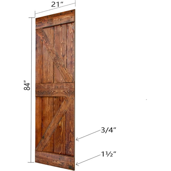 Classic Walnut Solid Wood Double Sliding Barn Door with Hardware Track (42" x 84", Assembly Required)