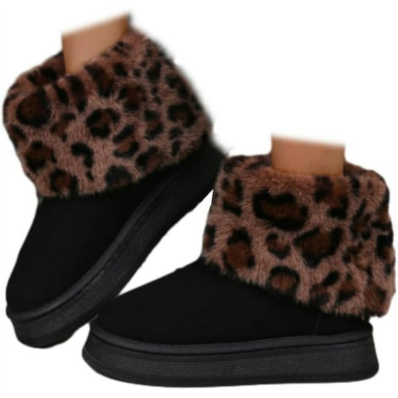 Classic Warm Ankle Snow Booties with Fur Lining Winter Women's Waterproof Lightweight Anti Slip Ankle Snow Boots for Women Platform Slip on Shoes