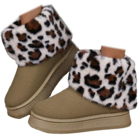 Classic Warm Ankle Snow Booties with Fur Lining Winter Women's Waterproof Lightweight Anti Slip Ankle Snow Boots for Women Platform Slip on Shoes