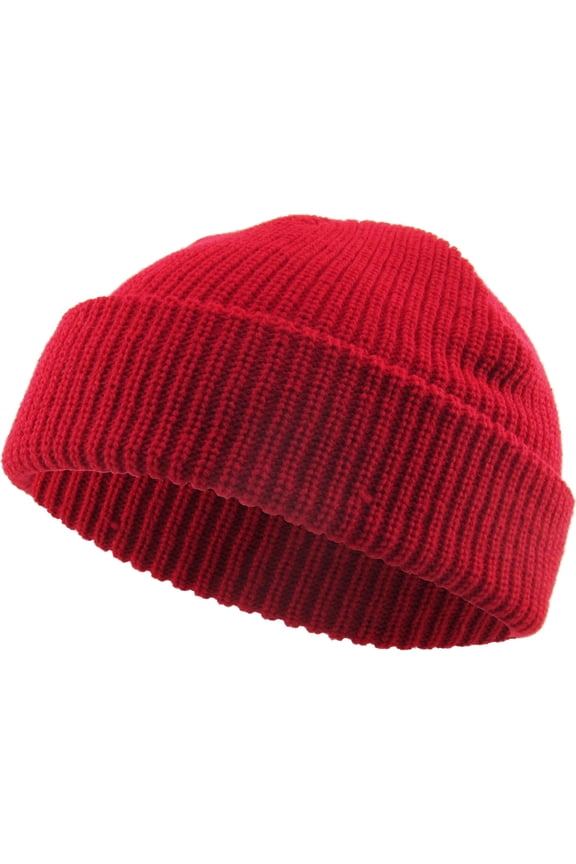 Classic Warm Winter Fisherman Beanie Hats Acrylic Ribbed Knit Cuff Daily Cap