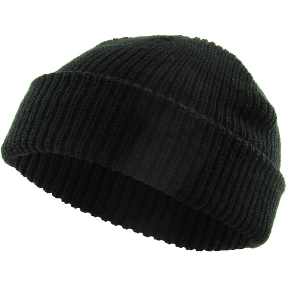 Classic Warm Winter Fisherman Beanie Hats Acrylic Ribbed Knit Cuff Daily Cap