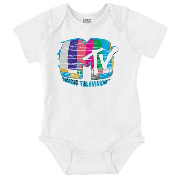 Classic Warped Static MTV Logo Romper Boys or Girls Infant Baby Brisco Brands NB