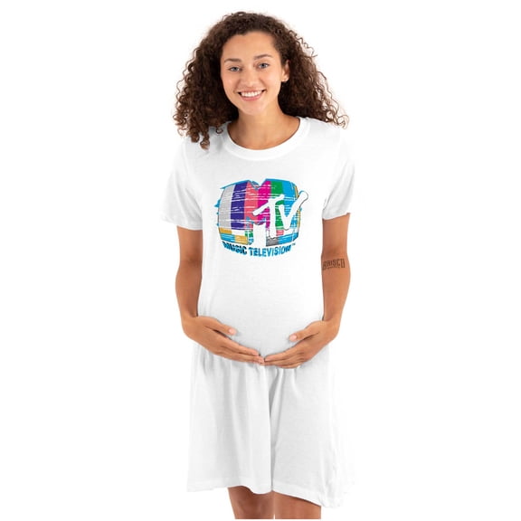 Classic Warped Static MTV Logo Women's Maternity Dress Brisco Brands M