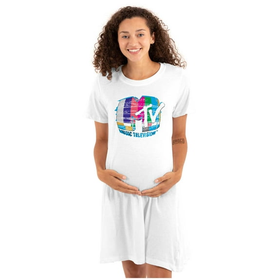 Classic Warped Static MTV Logo Women's Maternity Dress Brisco Brands M