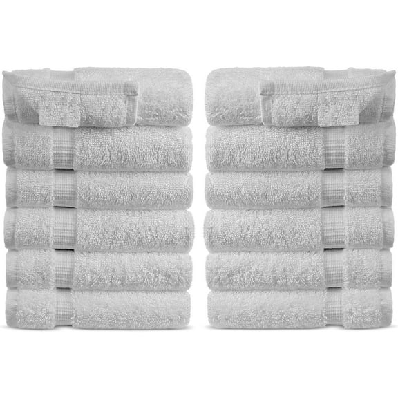 Classic Washcloths Set 12 Piece Washcloths (White, 12 Washcloths)