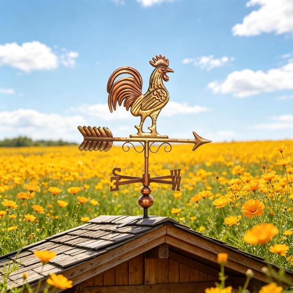 Classic Weather Vanes,Roof Mount Wind Direction Indicator,Rooster Weathervane