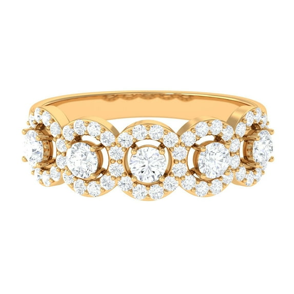 Rosec Jewels Classic Wedding Band Ring with Zircon for Women (1.25 CT, AAAA Quality), 18K Yellow Gold, US 3.00