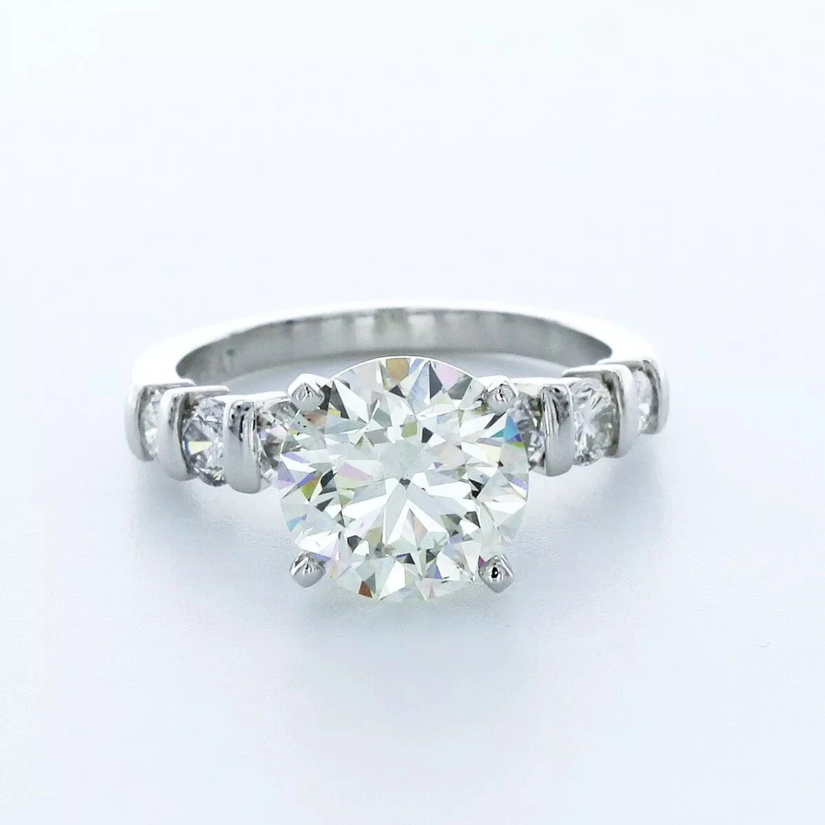 Classic Wedding Ring, Half Bazel Side Stone Engagement Ring, 1.5 Ct ...