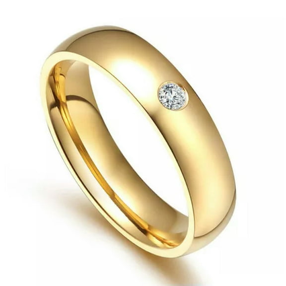 Classic Wedding Rings Women Men Gold Color Stainless Steel Couple Band Promised