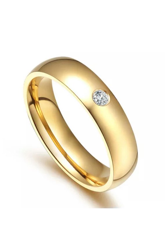 Classic Wedding Rings Women Men Gold Color Stainless Steel Couple Band Promised