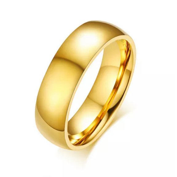Classic Wedding Rings Women Men Gold Color Stainless Steel Couple Band Promised