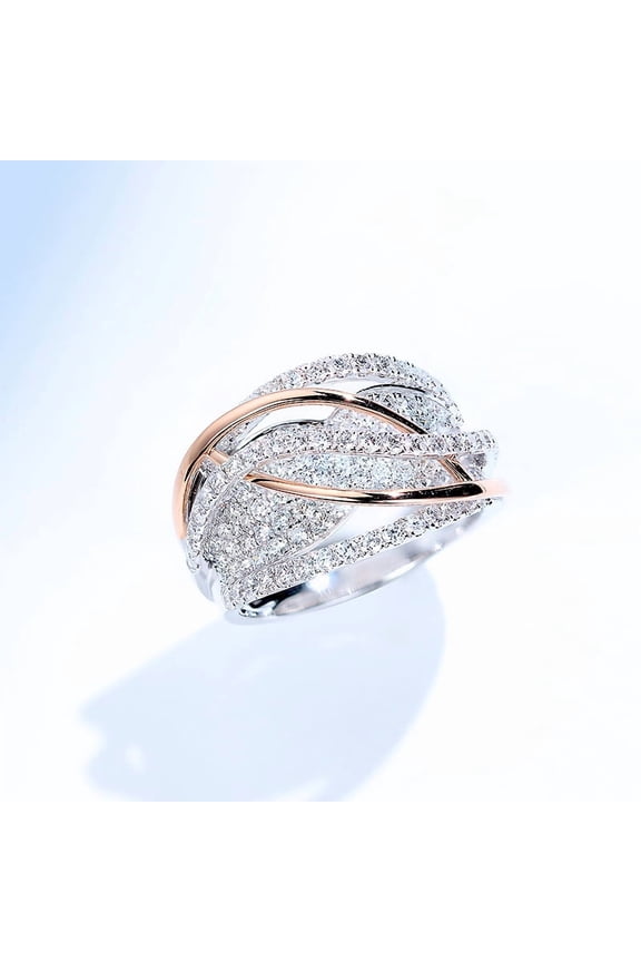 New Classic Wedding Rings for Women Fashion Two Tone X Shape Cross Dazzling CZ Ring Female Engagement Jewelry