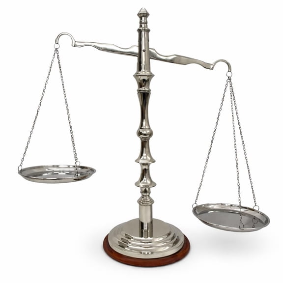 Classic Weighing Balance Scale Decorative Justice Weighing Scale with Hanging Pans Elegant Home, Office, Law Firm Desk Decoration (Silver Brown, 19 * 9 * 5")