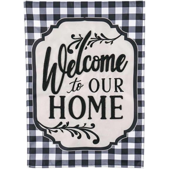 Classic Welcome Home Garden Applique Flag | Welcome Garden Flag 12x18 Double Sided | Small Garden Flags For Outside | Outdoor house Flags for All Season