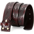 thumbnail image 1 of Classic Western Bull Head Design Leather Snap On Belt Mens Womens-NO BUCKLE, 1 of 3