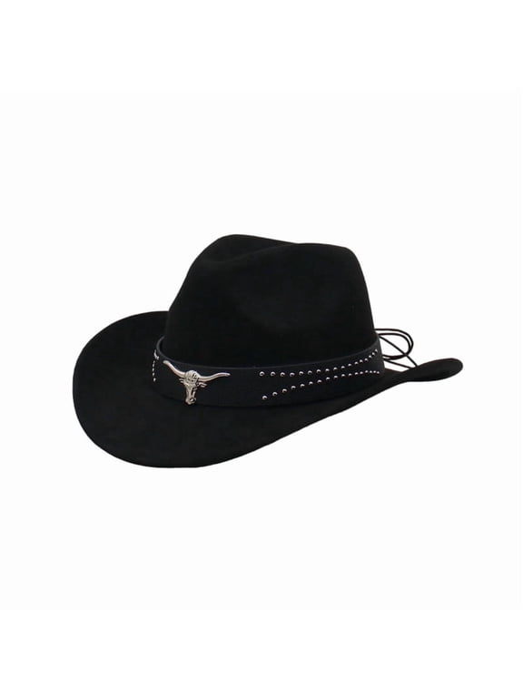 Classic Western Cowboy Hat Cowgirl Hat Unisex Men's & Women's Wide Brim Fedora Hat Classic Vintage Bowler Hat for Adults