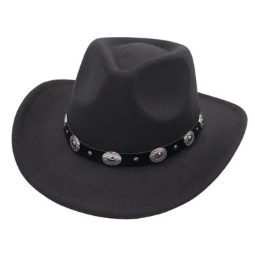 Unisex Classic Western Cowboy Fedora Hat - Wool Felt, Wide Brim For Men & Women
