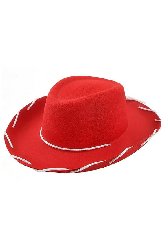 Classic Western Red Cowgirl Hat Wide Brim Outdoor Cowboy Hat with Adjustable Chin Strap
