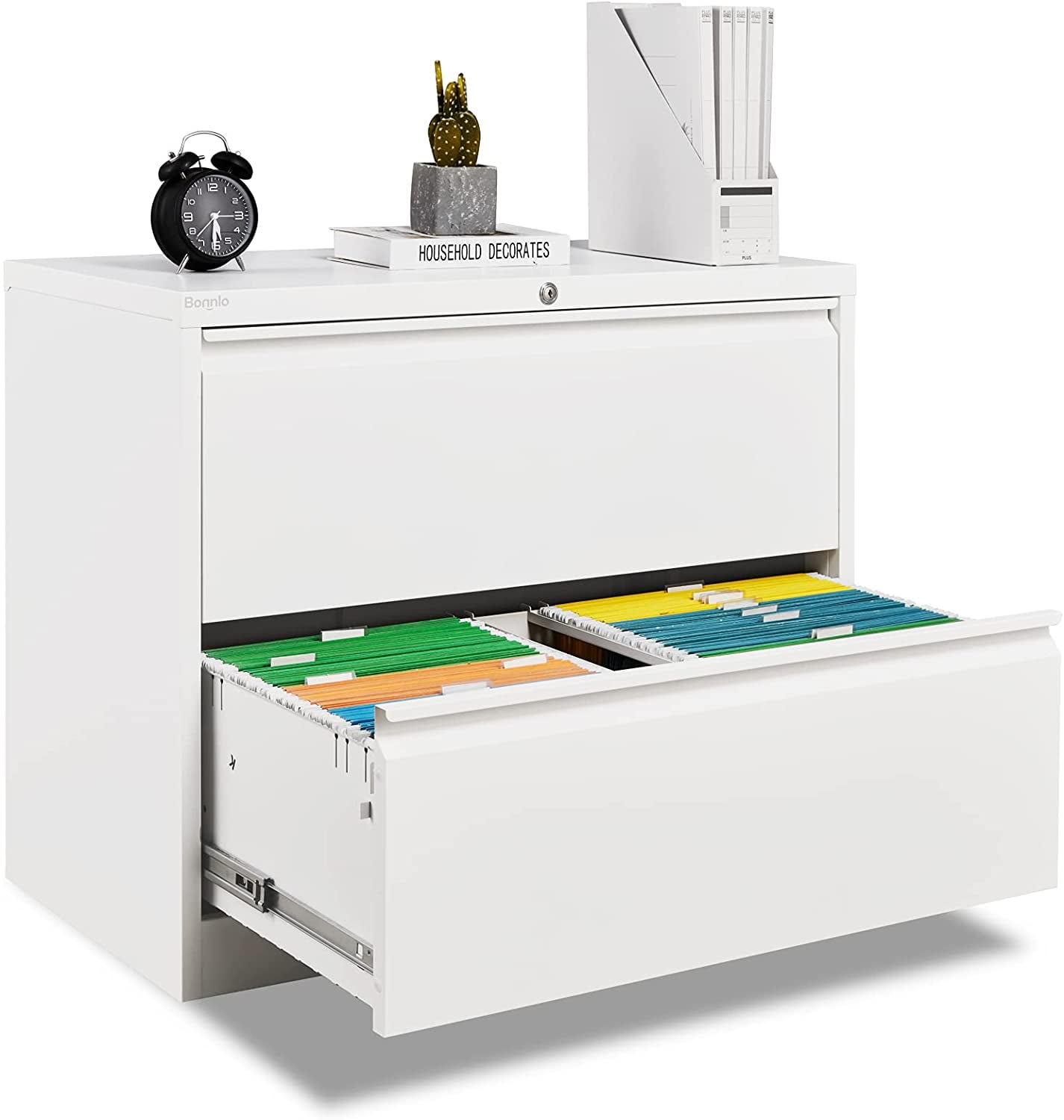 Classic White 2 Drawer File for Home Office, Metal Lockable