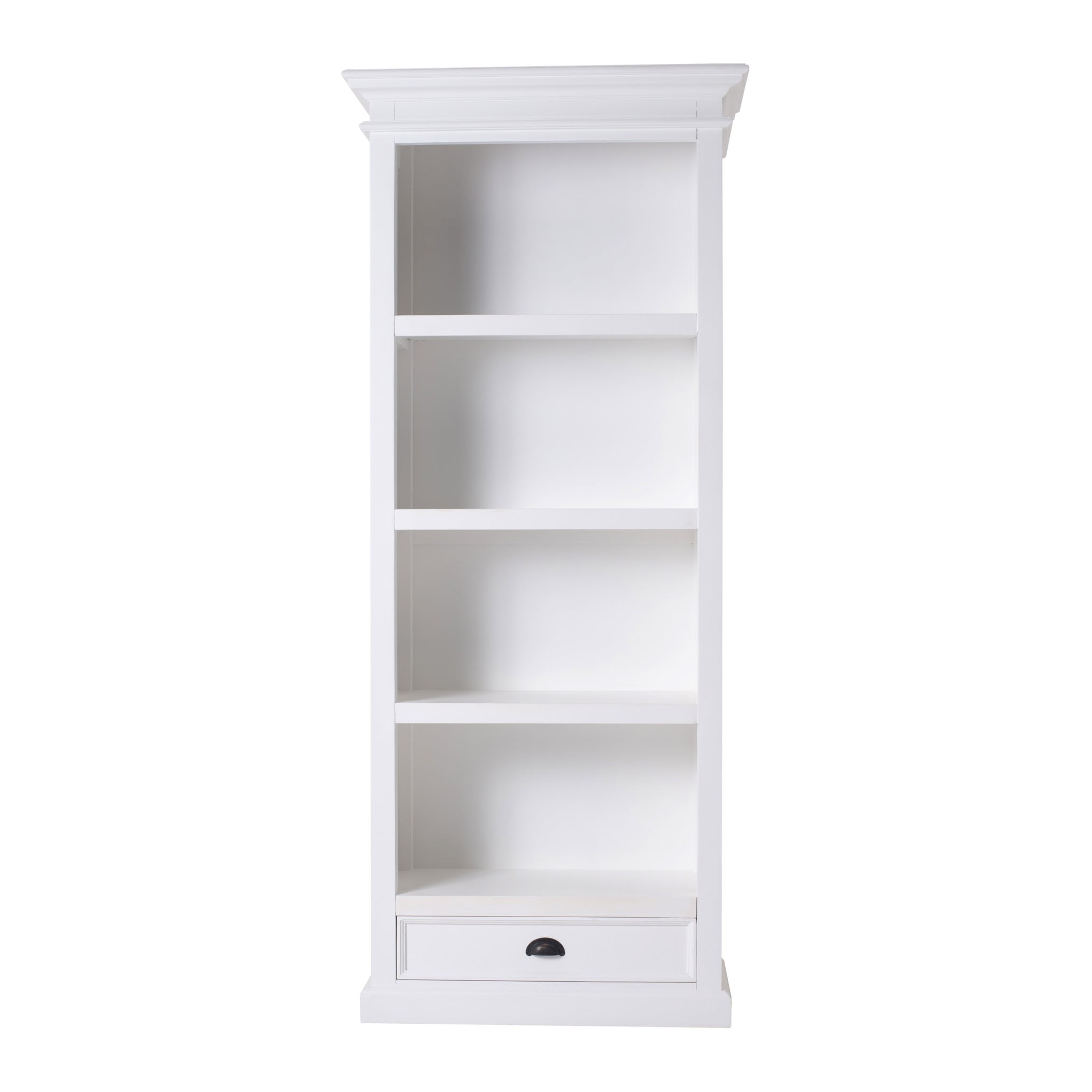 Contemporary Mahogany 75" White Solid Wood 4-Tier Bookcase