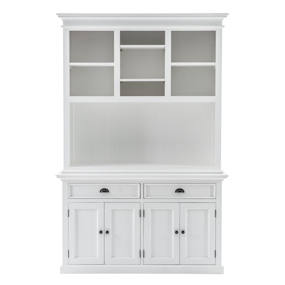 Classic White Buffet Hutch Unit with 2 Adjustable Shelves