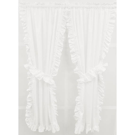 Classic White Cape Cod Ruffled Tier Pair 66Wx24L with Tiebacks