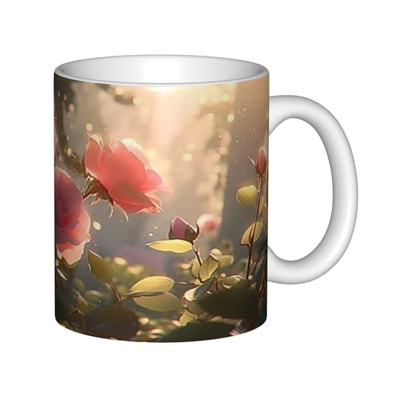 Classic White Ceramic Coffee Mug 11 oz, Plain White Mug for Coffee and Tea, Microwave and Dishwasher Safe