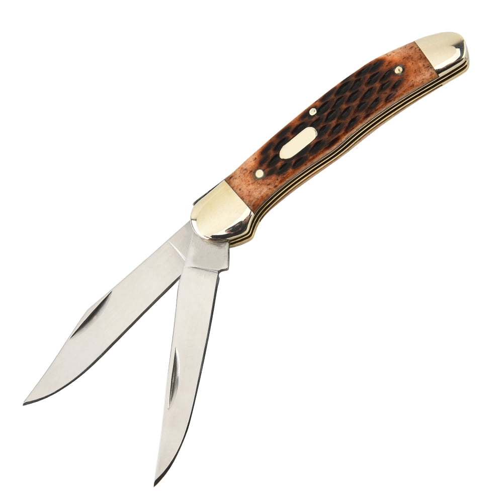 Classic White Copper Folding Knife EDC Tool, Cow Bone Handle, Ideal Camping Survival Gift