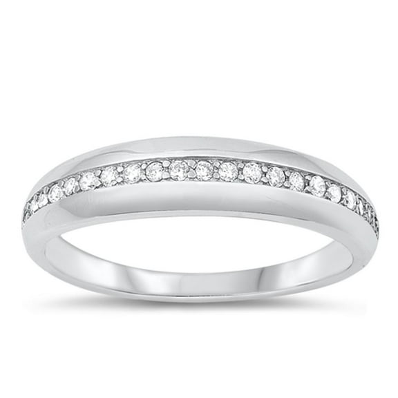 Classic White Cubic Zirconia Ring .925 Sterling Silver Wedding Band Jewelry Female Male Size 9