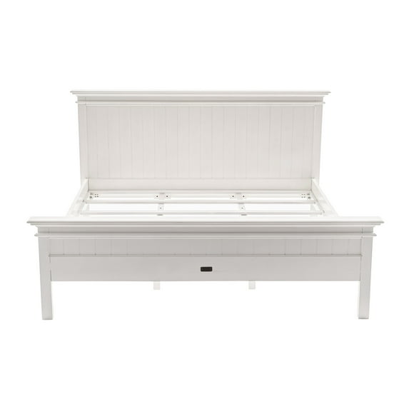 HomeRoots 397614 86.22 in. Panel Bed, Classic White - King Size