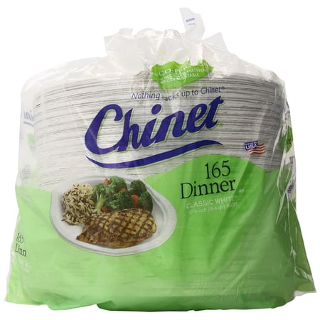 Classic White Paper Dinner Plates, 10 3/8 Inch, 165 Count, Whitish Brown (CHINET165DINER)