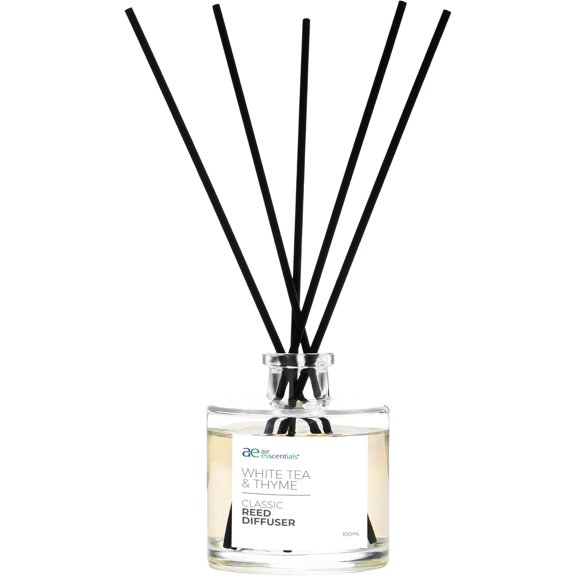 Classic White Tea & Thyme Reed Diffuser Set - Decorative Fragrance Diffuser & Oil for Bathroom & Home | Long-Lasting Aroma | Natural Scent Sticks | Essential Oils & Botanicals| 100mL