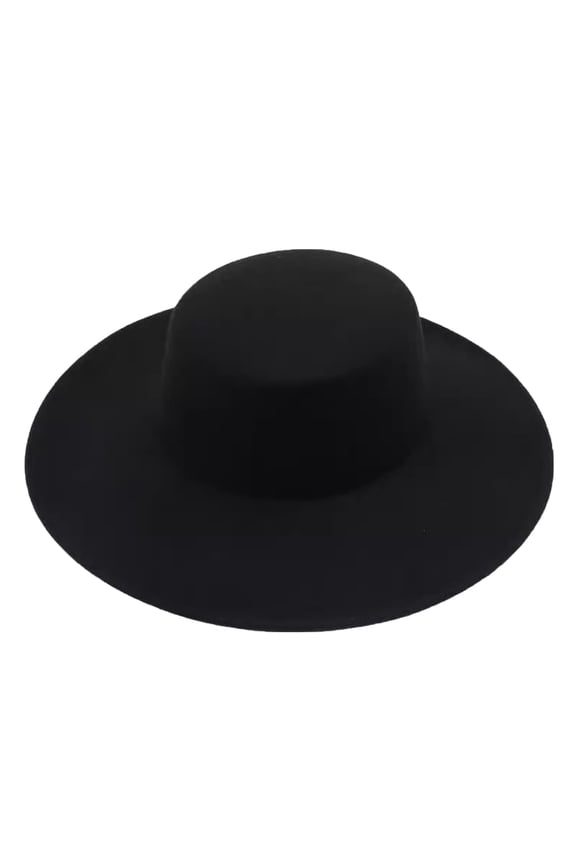 Classic Wide Brim Flat Crown Felt Hats for Women Solid Plain Lightweight Outdoor Beach Sun Hat